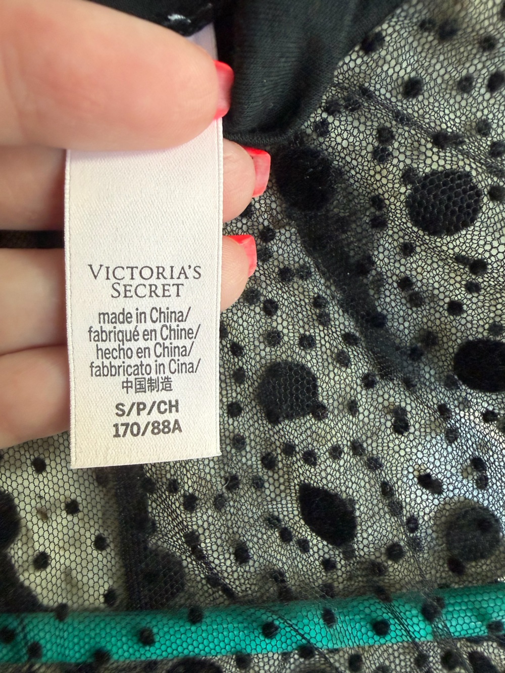Victoria's Secret Black Sheer Polka Dot Long Sleeve mock neck Bodysuit Sexy S - Picture 3 of 4
